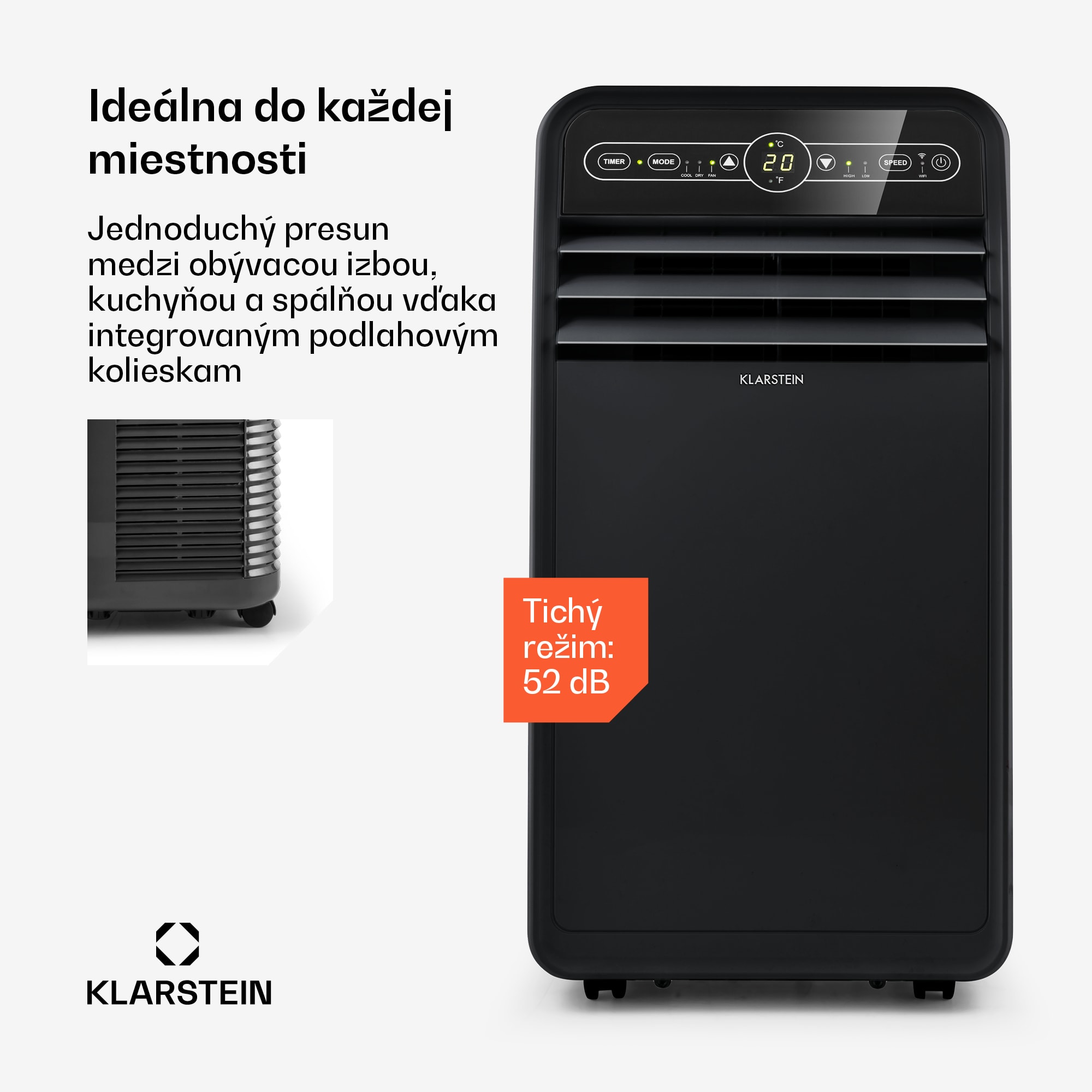 Klarstein Metrobreeze New York Smart 7k, mobilná klimatizácia, 7000 BTU/2,1 kW, A, diaľkový ovládač