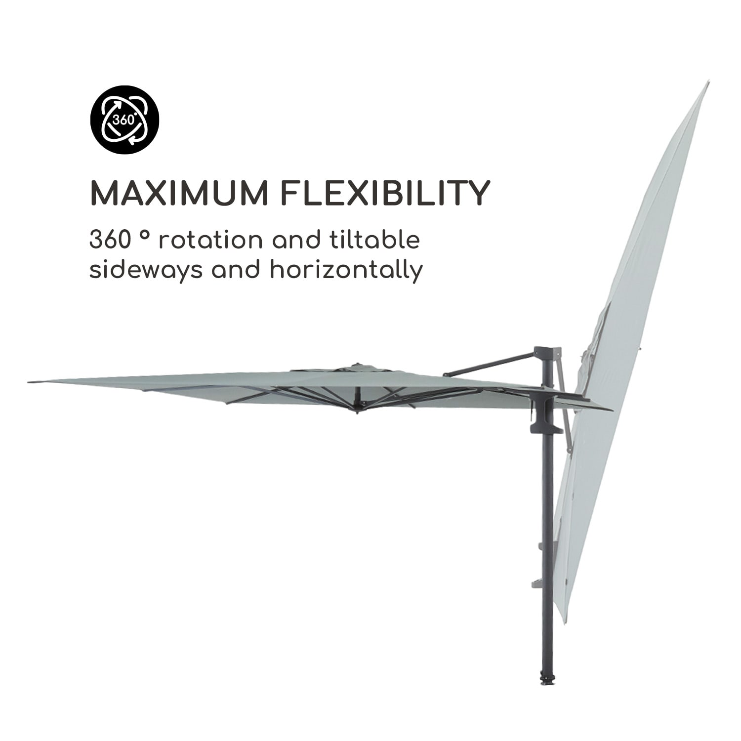 Blumfeldt Saint-Tropez, závesný slnečník, 3-osová rotácia, 360° otočný, 3 x 3,55 m, UV 50+