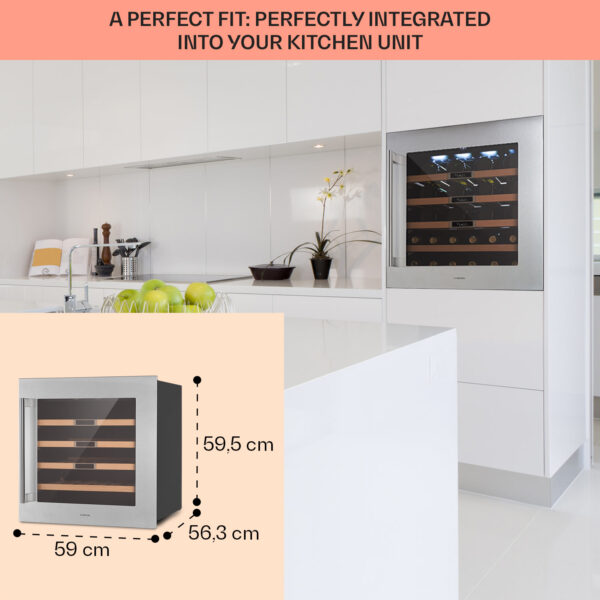 Klarstein Vinsider 36 Built-In Uno, vstavaná vinotéka, 92 l, 36 fliaš, nehrdzavejúca oceľ - Image 3