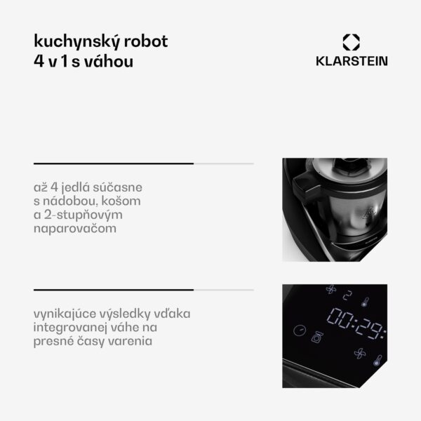 Klarstein Aria Smart, kuchynský robot, 1700 W, 3,3 l, ovládanie cez aplikáciu, parný nástavec - Image 2
