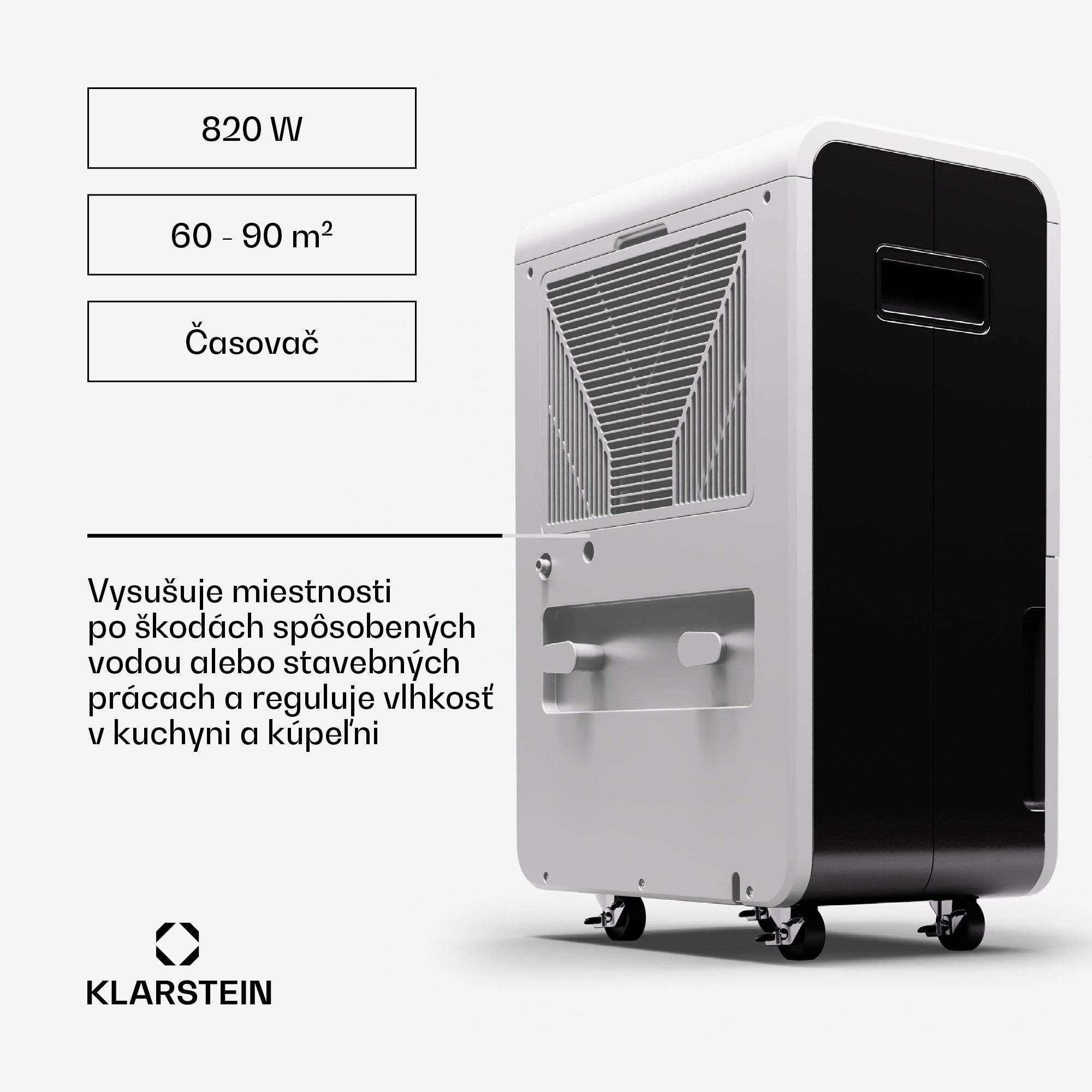 Klarstein DryFy Grand Smart 70, odvlhčovač, WiFi, kompresný, 70l/24h, 60-90 m²