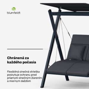 Blumfeldt FlexiSwing, hollywoodska hojdačka, 2-miestna, nastaviteľné operadlo, slnečná strieška, odolná voči poveternostným vplyvom