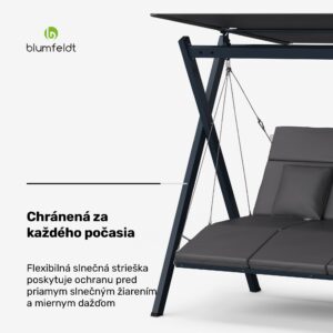 Blumfeldt FlexiSwing, hollywoodska hojdačka, 4-miestna, nastaviteľné operadlo, slnečná strieška, odolná voči poveternostným vplyvom