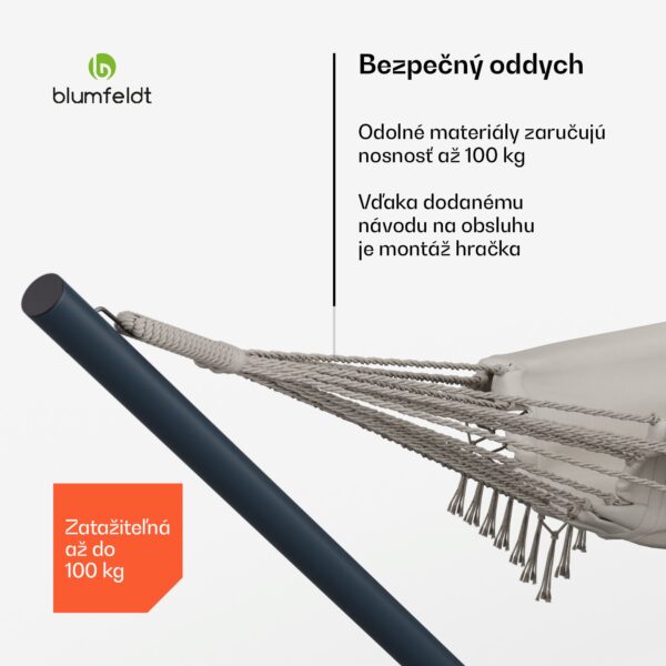 Blumfeldt SwayStation Boho hojdacia sieť, 400 x 116 cm, odolná proti poveternostným vplyvom, odolná proti hrdzi - Image 3