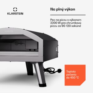 Klarstein LaFiamma Pec na pizzu určená na vonkajšie použitie, Dvojité ohrevné telesá, 2200 W až do 450 °C