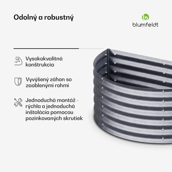 Blumfeldt High Grow Half Circle, polkruhový vyvýšený záhon, 105x43x60 cm, z vlnitého oceľového plechu, jednoduchá montáž, odolný voči hrdzi a mrazu - Image 3