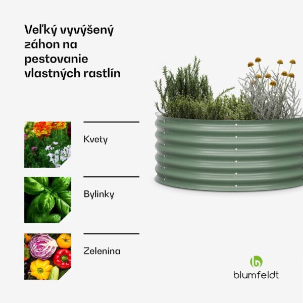 Blumfeldt High Grow Half Circle, polkruhový vyvýšený záhon, 105x43x60 cm, z vlnitého oceľového plechu, jednoduchá montáž, odolný voči hrdzi a mrazu