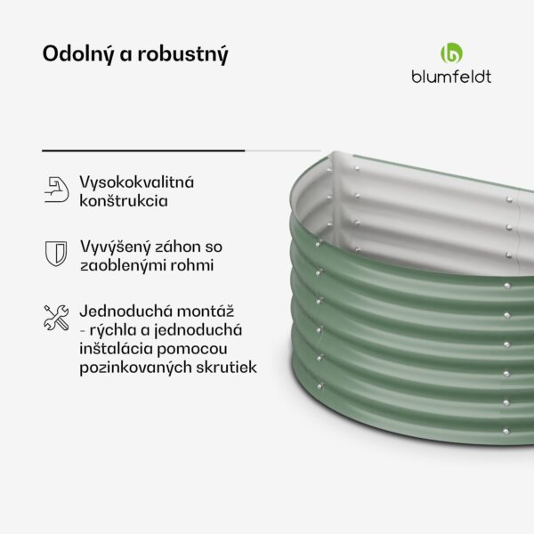 Blumfeldt High Grow Half Circle, polkruhový vyvýšený záhon, 105x43x60 cm, z vlnitého oceľového plechu, jednoduchá montáž, odolný voči hrdzi a mrazu - Image 3
