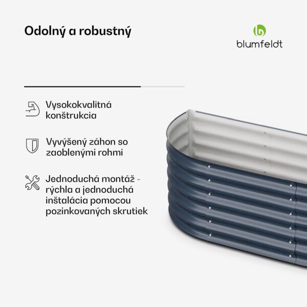 Blumfeldt High Grow Extended, vyvýšený záhon, 150x43x60 cm, z vlnitého oceľového plechu, jednoduchá montáž, odolný voči hrdzi a mrazu - Image 3