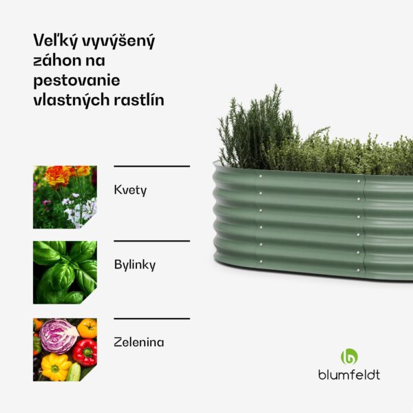 Blumfeldt High Grow Extended, vzvýšený záhon, 150 x 43 x 60 cm, z vlnitého oceľového plechu, jednoduchá montáž, odolný voči hrdzi a mrazu