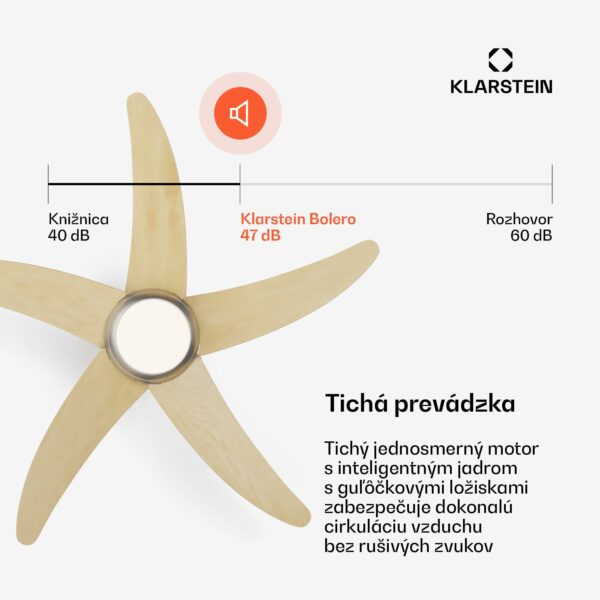Klarstein Bolero 2 v 1 Smart, stropný ventilátor, Ø 132 cm, svetlo 55 W, diaľkové ovládanie, ovládanie cez aplikáciu, 2 smery chodu - Image 3