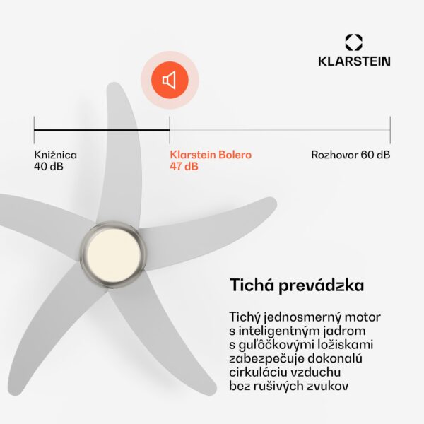 Klarstein Bolero 2 v 1 Smart, stropný ventilátor, Ø 132 cm, svetlo 55 W, diaľkové ovládanie, ovládanie cez aplikáciu, 2 smery chodu - Image 3