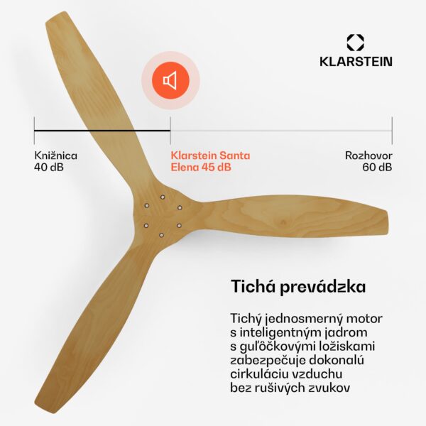 Klarstein Santa Elena Smart 52", Ø 132 cm stropný ventilátor, 10260 m³/h, lopatky z pravého dreva, 6 nastavení rýchlosti, diaľkové ovládanie - Image 3