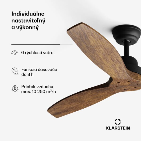 Klarstein Santa Elena Smart 52", Ø 132 cm stropný ventilátor, 10260 m³/h, lopatky z pravého dreva, 6 nastavení rýchlosti, diaľkové ovládanie - Image 2