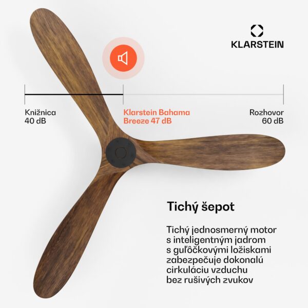 Klarstein Bahama Breeze Smart Stropný ventilátor , lopatky rotora z masívneho dreva, diaľkové ovládanie + ovládanie pomocou aplikácie - Image 3