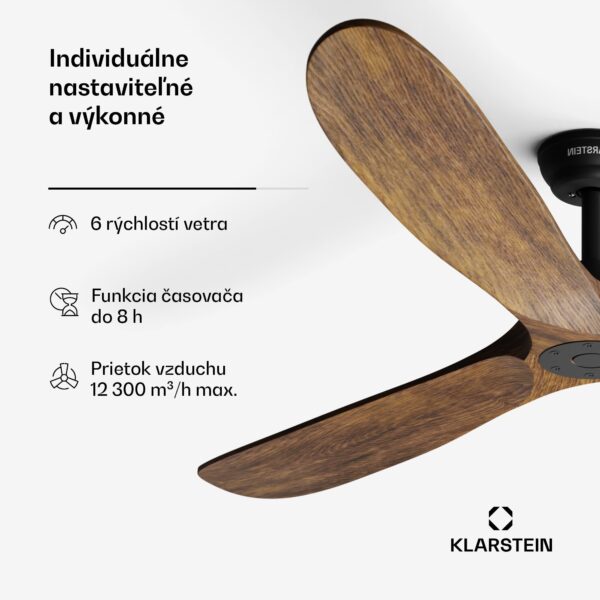 Klarstein Bahama Breeze Smart Stropný ventilátor , lopatky rotora z masívneho dreva, diaľkové ovládanie + ovládanie pomocou aplikácie - Image 2
