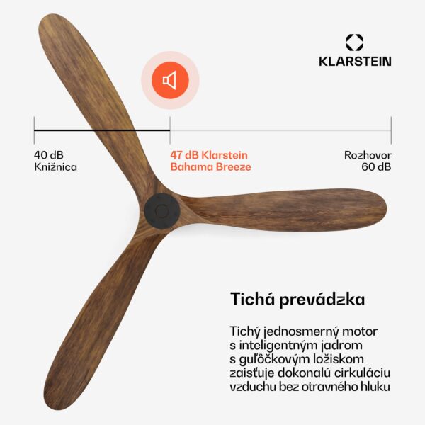 Klarstein Bahama Breeze Smart Stropný ventilátor , lopatky rotora z masívneho dreva, diaľkové ovládanie + ovládanie pomocou aplikácie - Image 3