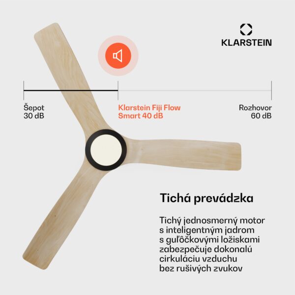 Klarstein Fiji Flow 2 v 1 Smart, stropný ventilátor, Ø 152 cm, LED svetlo, diaľkové ovládanie, ovládanie cez aplikáciu, 2 smery chodu - Image 3