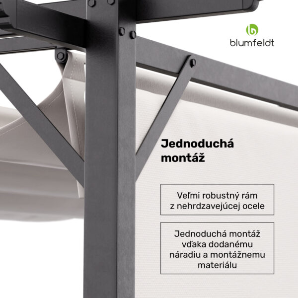 Blumfeldt Pantheon Robust, pergola, 3 x 3 m, s bočnými roletami, práškovo lakovaná oceľ odolná voči poveternostným vplyvom - Image 3