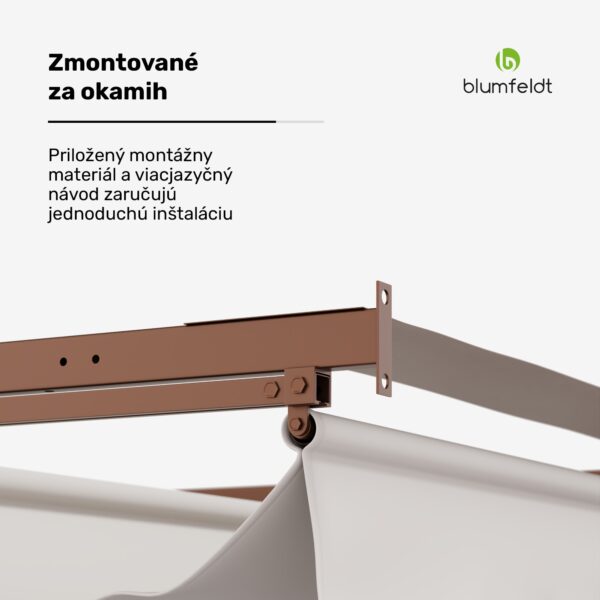 NA Blumfeldt Pantheon Wall Pergola, nástenná pergola, 3 x 4 m, práškovo lakovná oceľ, odolná voči poveternostným vplyvom