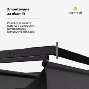 NA Blumfeldt Pantheon Wall Pergola, nástenná pergola, 3 x 4 m, práškovo lakovná oceľ, odolná voči poveternostným vplyvom