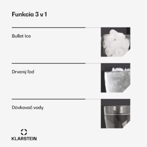 Klarstein ArcticBlend 3v1 výrobník ľadu, 20 kg/24h, Bullet Ice, Drvený ľad, Dávkovač vody