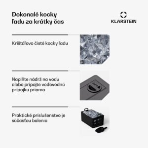 Klarstein FrostMaster, výrobník ľadu, 40 kg kociek ľadu za deň, kryt z nehrdzavejúcej ocele, LED displej, vrátane naberačky ľadu