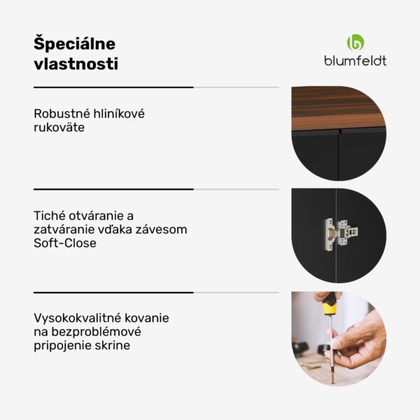 Blumfeldt WoodVista vysoká skrinka, Soft-Close, hliníkové rukoväte, udržateľné materiály - Image 2