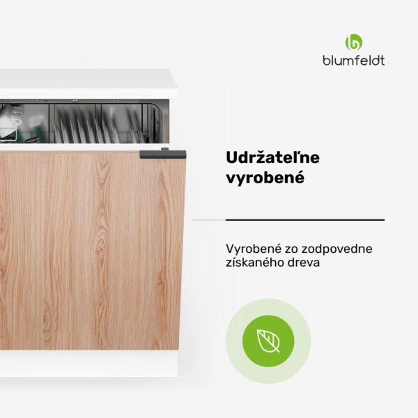 Blumfeldt WoodVista skrinka na umývačku riadu, Robustná pracovná doska, Bezproblémová integrácia