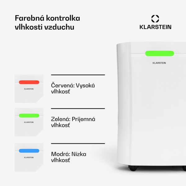 Klarstein AeroDry Smart 12L odvlhčovač vzduchu, 12 l/deň, 18 m², senzor vlhkosti, ovládanie pomocou aplikácie, 135 m³/h