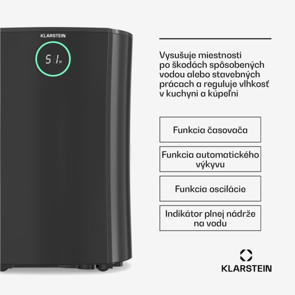 Klarstein DryFy ProConnect 16L odvlhčovač vzduchu, 16 l/deň, 24 m², WiFi, Aplikácia, LED indikátor, 24-hodinový časovač