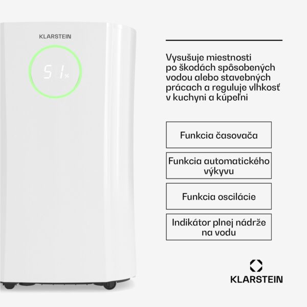 Klarstein DryFy ProConnect 24L odvlhčovač vzduchu, 24 l/deň, 36 m², WiFi, Aplikácia, LED indikátor, 24-hodinový časovač