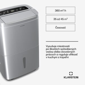 Klarstein DryFy Connect 40 odvlhčovač vzduchu, 40 l / deň, 30-45 m², ovládanie pomocou aplikácie, mobilný, nádrž na vodu