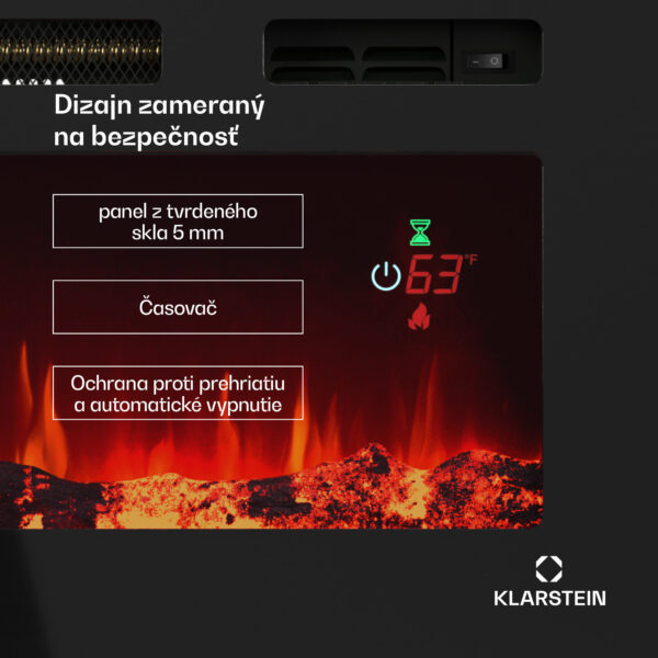 Klarstein Galeras Smart Inteligentný elektrický krb, 2 nastavenia teploty, 16 - 30°| LED ilúzia plameňa, Možnosť pripojenia k IOT - Image 3