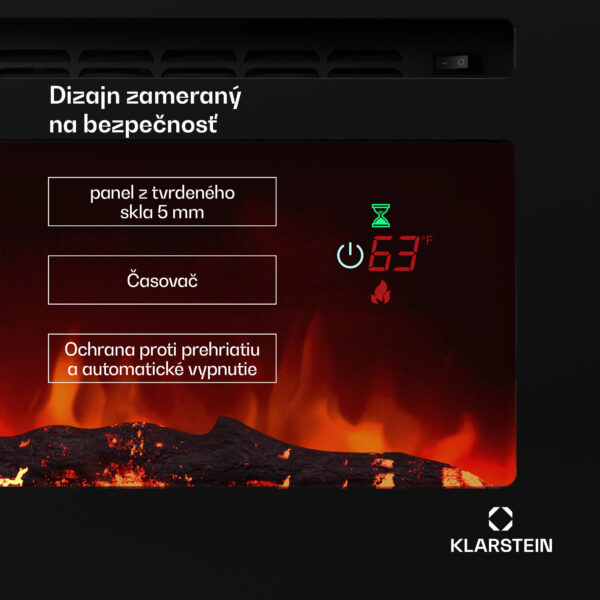 Klarstein Galeras Smart Inteligentný elektrický krb, 2 nastavenia teploty, 16 - 30°| LED ilúzia plameňa, Možnosť pripojenia k IOT - Image 3