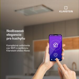 Klarstein LuxeAir digestor, 90 cm, WLAN + Bluetooth, LED, 751 m³/h, odsávanie/recirkulácia, EEC: A