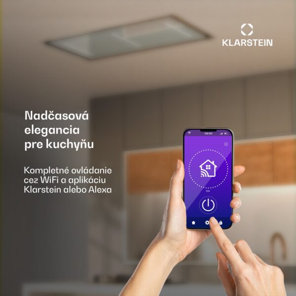 Klarstein LuxeAir digestor, 110 cm, WLAN + Bluetooth, LED, 751 m³/h, odsávanie/recirkulácia, EEC: A