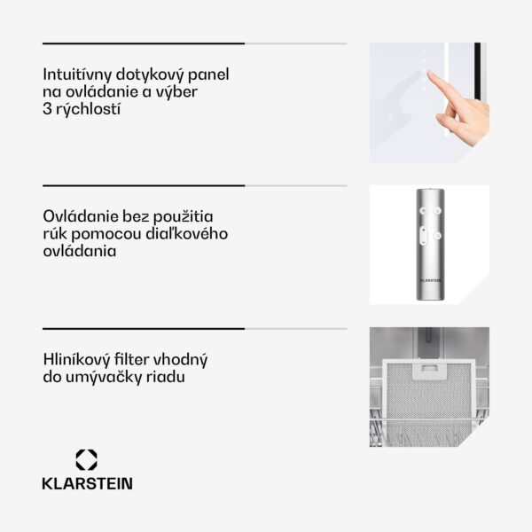 Klarstein LuxeAir digestor, 110 cm, WLAN + Bluetooth, LED, 751 m³/h, odsávanie/recirkulácia, EEC: A - Image 2