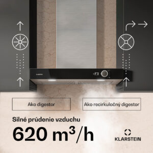 Klarstein AirNova digestor, recirkulácia a odsávanie vzduchu, energetická účinnosť A++, 110 W, 620 m³/h