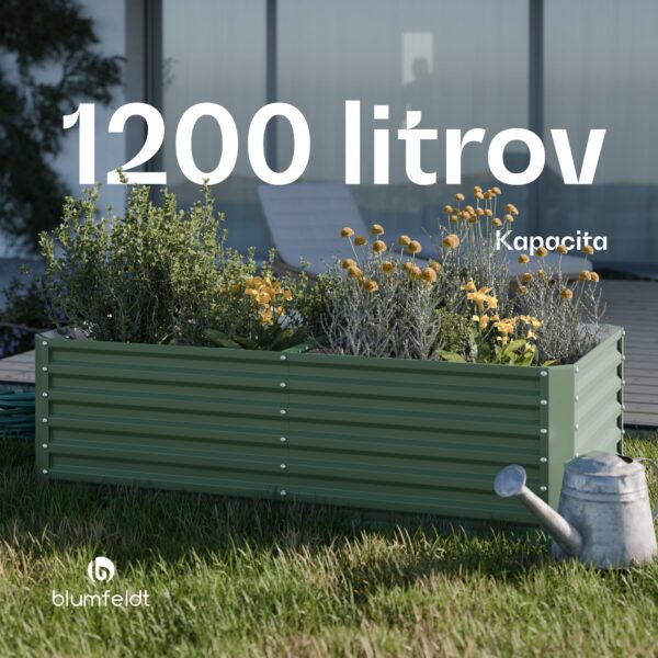 Blumfeldt High Grow Straight vyvýšený záhon, 1200 L, Ergonomický, Odolný voči poveternostným vplyvom, Otvorená základňa - Image 2