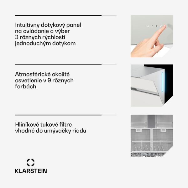 Klarstein Alina digestor | 90 cm | 615 m³/h | Tichý | EEK A - Image 3