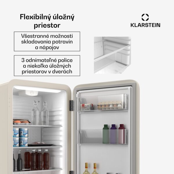 Klarstein Audrey Evo mini chladnička, 90 l, retro dizajn, tichá, kompaktná, 3 farby - Image 2