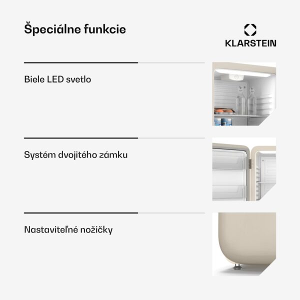 Klarstein Audrey Evo mini chladnička, 90 l, retro dizajn, tichá, kompaktná, 3 farby - Image 3