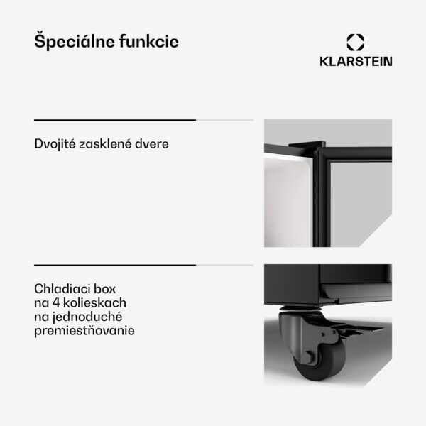Klarstein GrandCooler chladnička na nápoje, 306 l, LED osvetlenie, s kolieskami, 4 police - Image 3