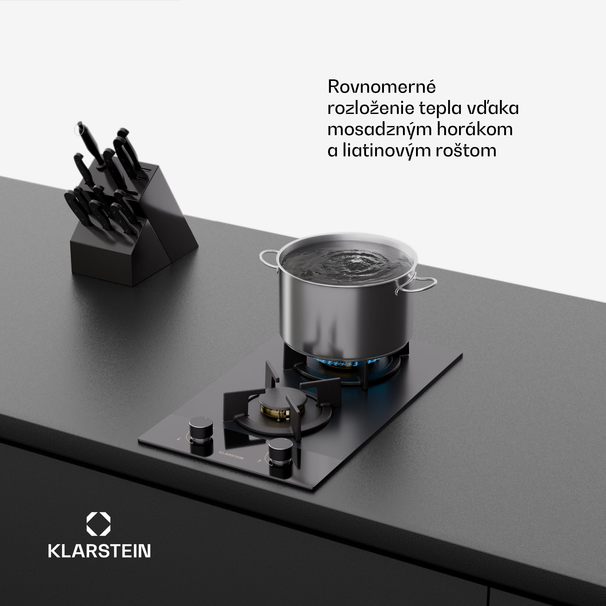 Klarstein Goldflame Nano plynová varná doska, 2 mosadzné horáky, Nano povlak, LPG/zemný plyn