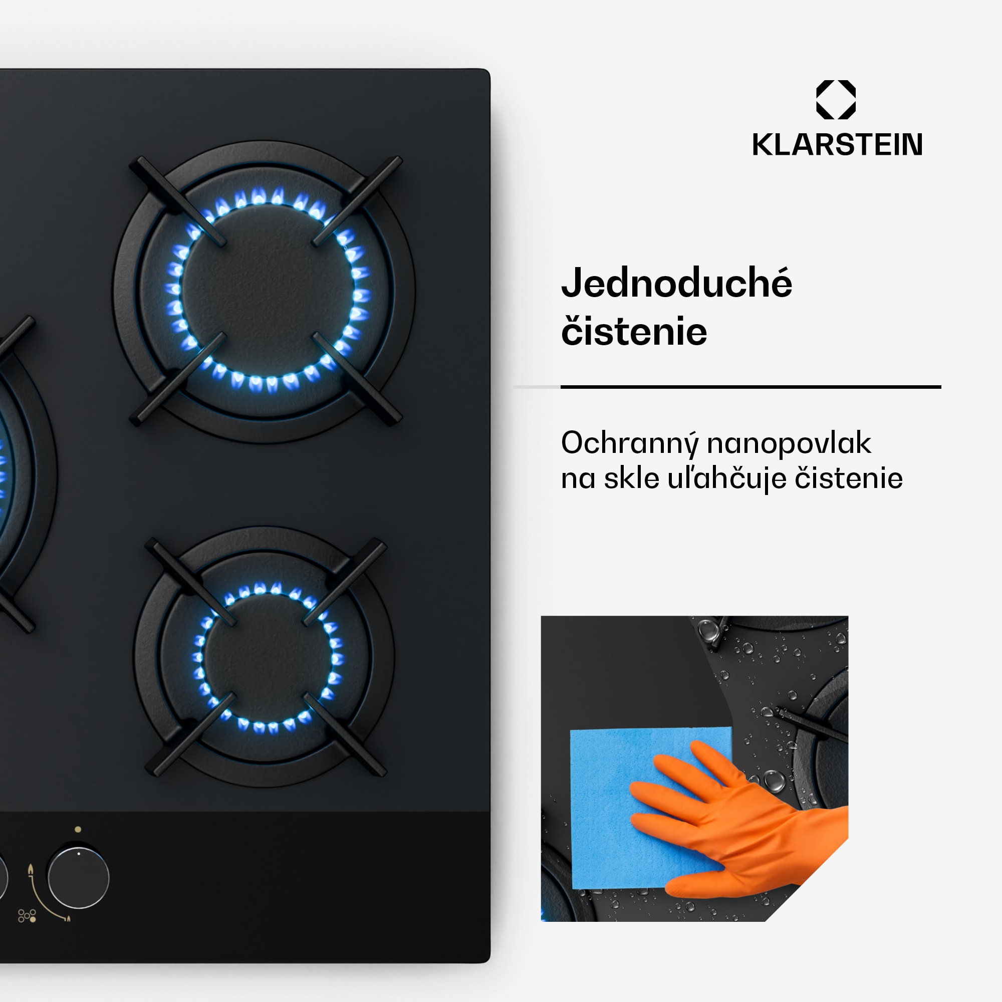 Klarstein Goldflame Nano plynová varná doska, 5 mosadzných horákov, Nano povlak, LPG/zemný plyn - Image 3