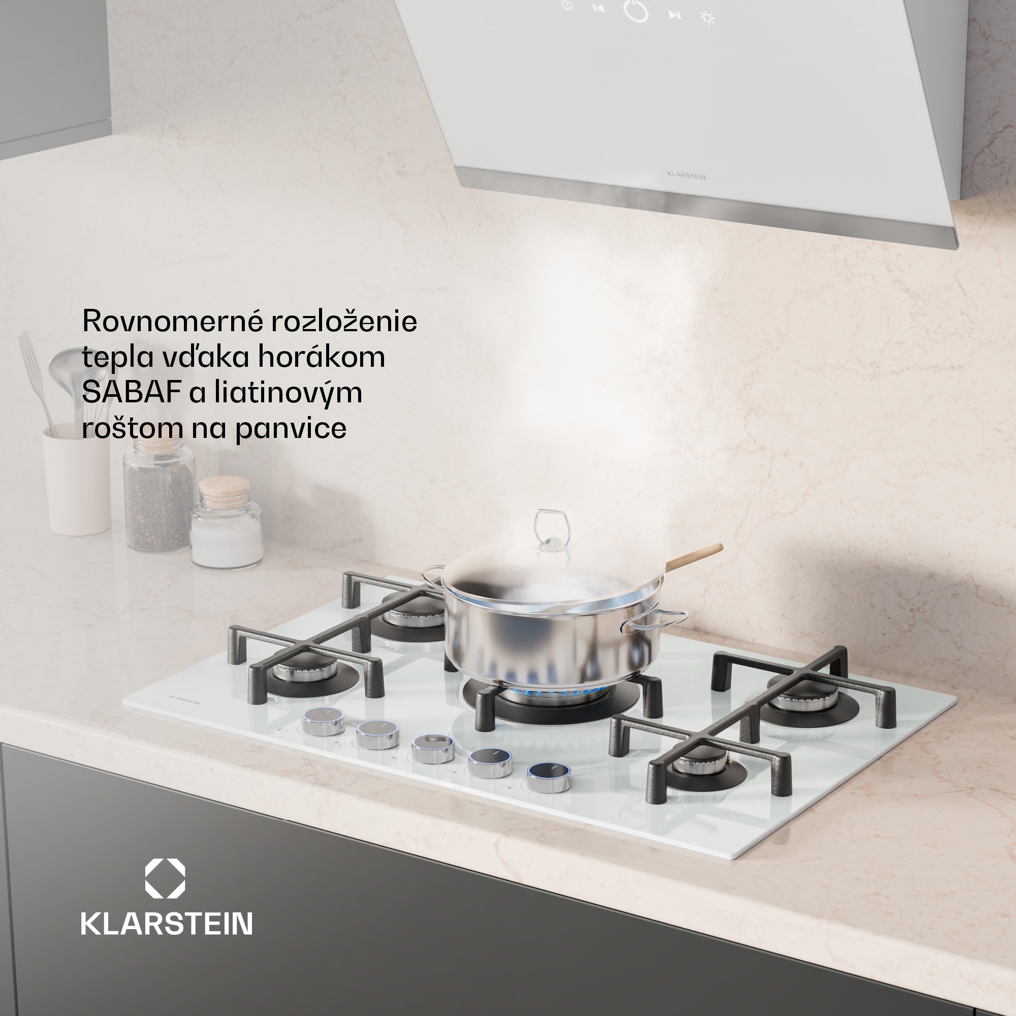 Klarstein Plynová varná doska Illuminosa 5 Sklokeramický horák Sabaf s 5 horákmi