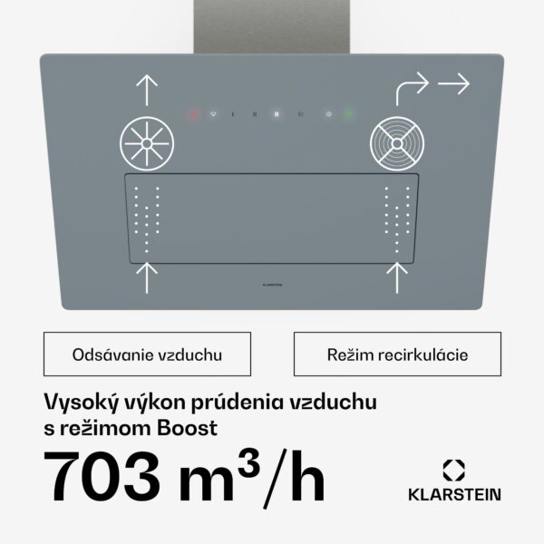 Klarstein SleekAir digestor | A+++ | 717 m³/h | dotykové ovládanie | LED | 60 cm