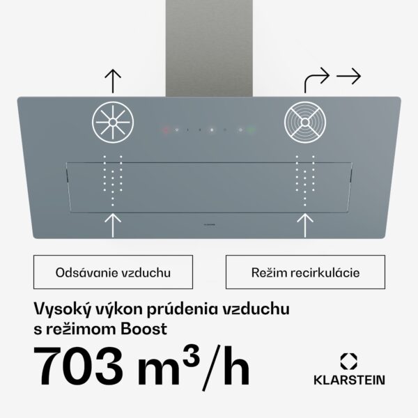 Klarstein SleekAir digestor | A+++ | 717 m³/h | dotykové ovládanie | LED | 90 cm