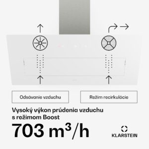 Klarstein SleekAir digestor | A+++ | 717 m³/h | dotykové ovládanie | LED | 90 cm